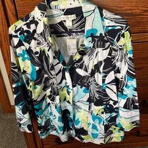 Christopher Banks Floral Button-Up jacket or blazer in Blue and Green